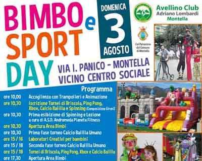 Domenica 3 agosto a Montella "Bimbo e Sport Day"