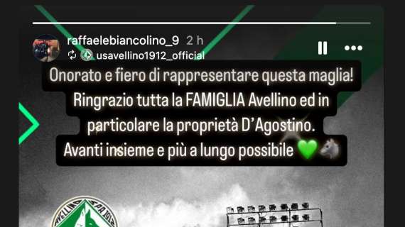 Biancolino ringrazia l'Avellino per il rinnovo: "Onorato e fiero, avanti insieme"