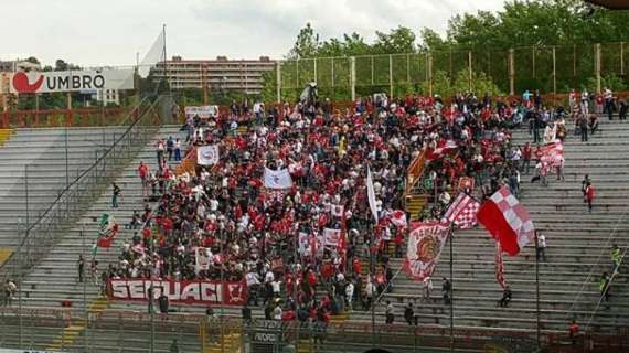 Perugia-Bari, i tifosi biancorossi presenti al 'Curi'