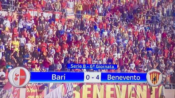6^Giornata Serie B: Bari-BENEVENTO 0-4 (60' Ceravolo (R), 75' Buzzegoli, 79' Ciciretti, 90'+3' Jankivomski): IL BENEVENTO ANNIENTA IL BARI!