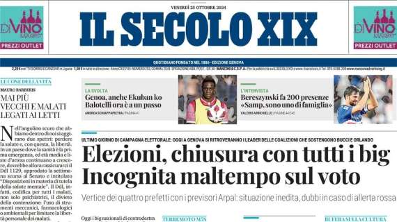  Secolo XIX: "Entella-Pontedera, sfida da 3 punti"