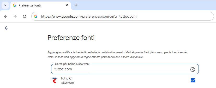 Google "Fonti preferite", aggiungi subito TuttoC e personalizza le tue notizie