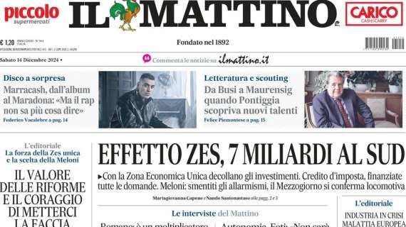 Il Mattino: "Strega al test Giugliano, Auteri suona la carica"