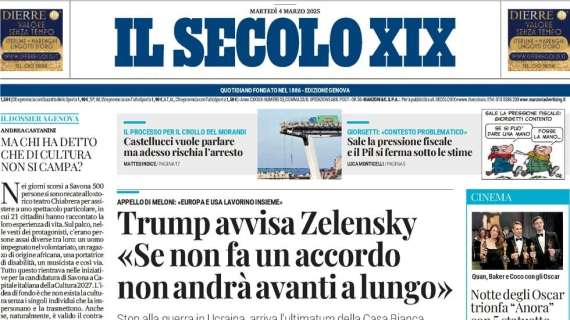 Il Secolo XIX: "Usato sicuro per il Sestri. Tocca a Ruvo provare a salvare i corsari"