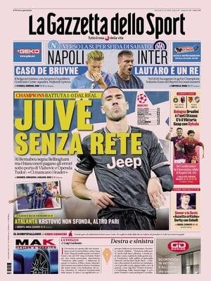 Juve battuta dal Real, l'apertura della Gazzetta: "Juve senza rete"