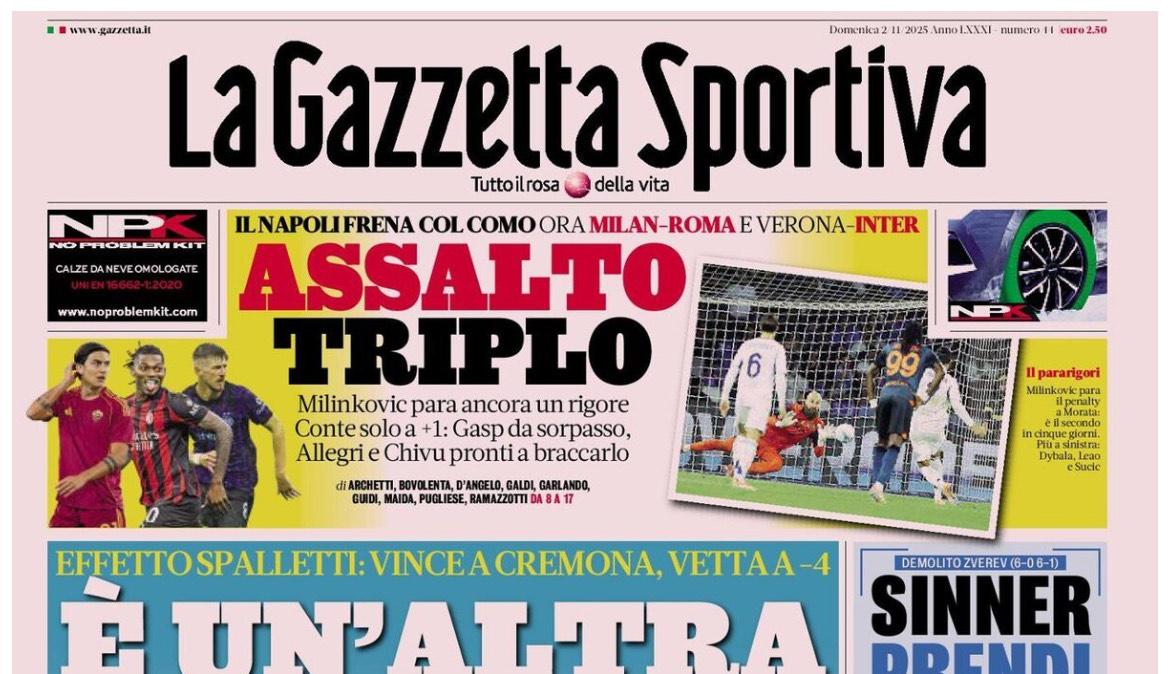 Effetto Spalletti, apertura Gazzetta: "E' un'altra Juve"