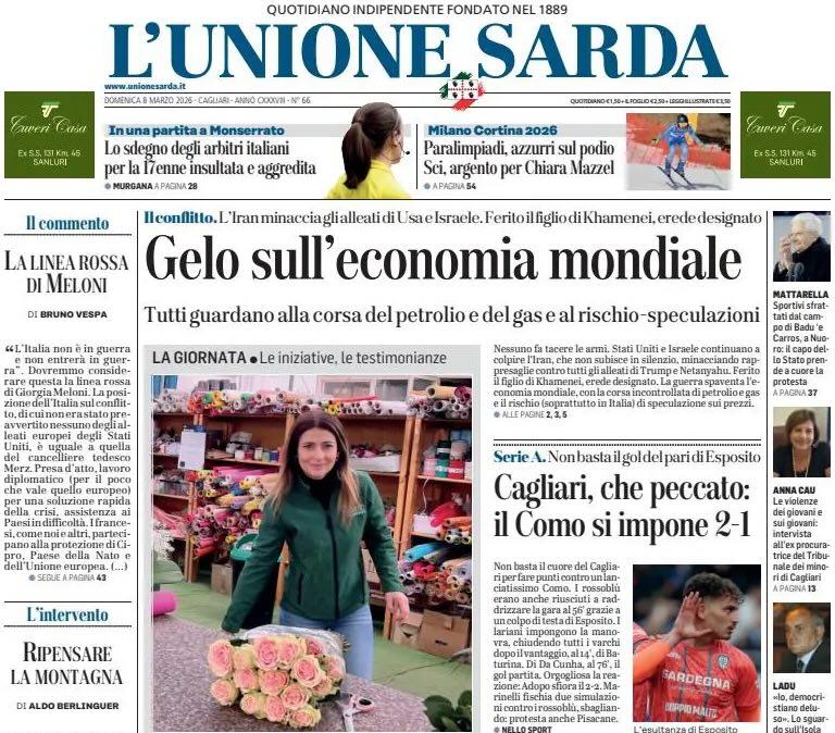 Non basta Esposito. L'Unione Sarda: "Cagliari, che peccato: il Como si impone 2-1. E Pisacane alza la voce"
