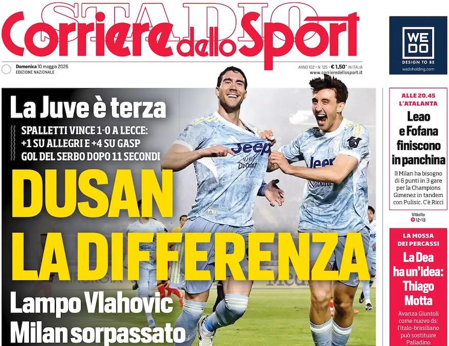 La Juve è terza. Corsport: "Dusan, la differenza"