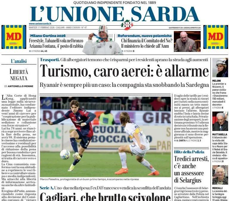 Rossoblù senza voglia e senza idee. L'Unione Sarda: "Cagliari, che brutto scivolone"