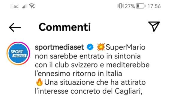Balotelli, idea del Cagliari? Il giocatore si scaglia contro Sport Mediaset: "Ma chi vi da queste notizie folli?"