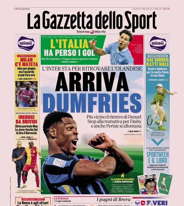 L'Inter sta per ritrovare l'olandese. Gazzetta: "Arriva Dumfries"