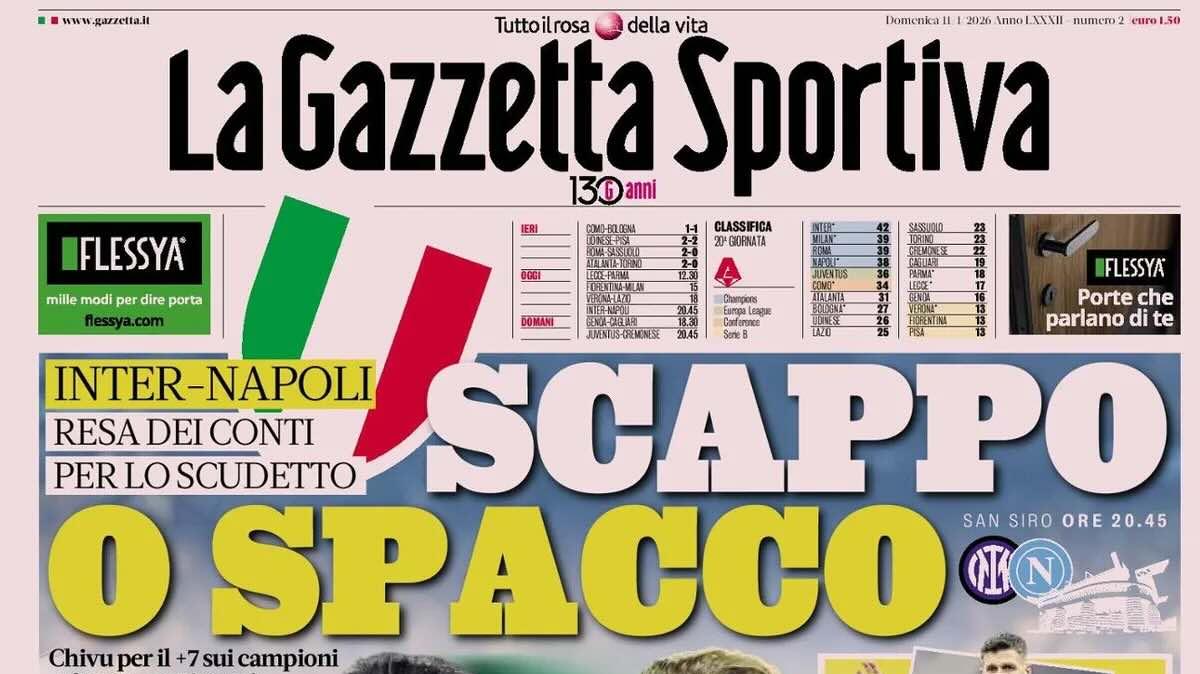 Inter-Napoli, resa dei conti per lo Scudetto. Gazzetta: "Scappo o spacco"