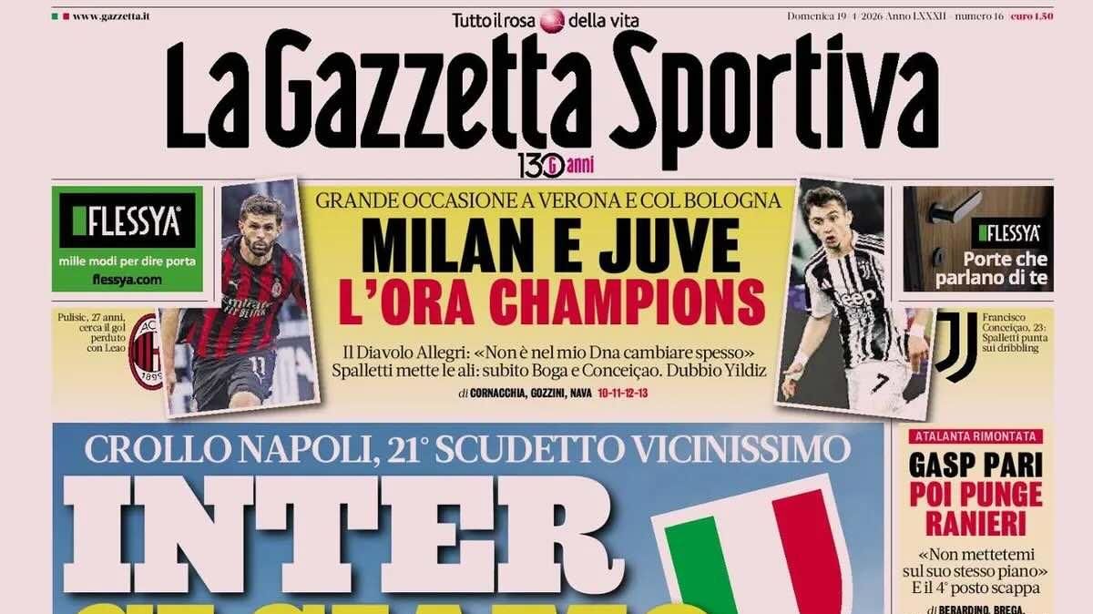 Crollo Napoli, Gazzetta: "Inter, ci siamo"