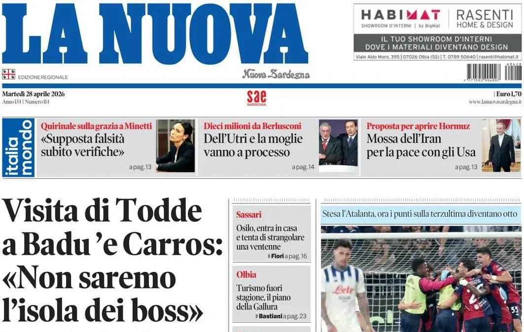 Stesa l'Atalanta, ora i punti sulla terzultima diventano 8.  La Nuova Sardegna: "Cagliari, vittoria che profuma di salvezza
