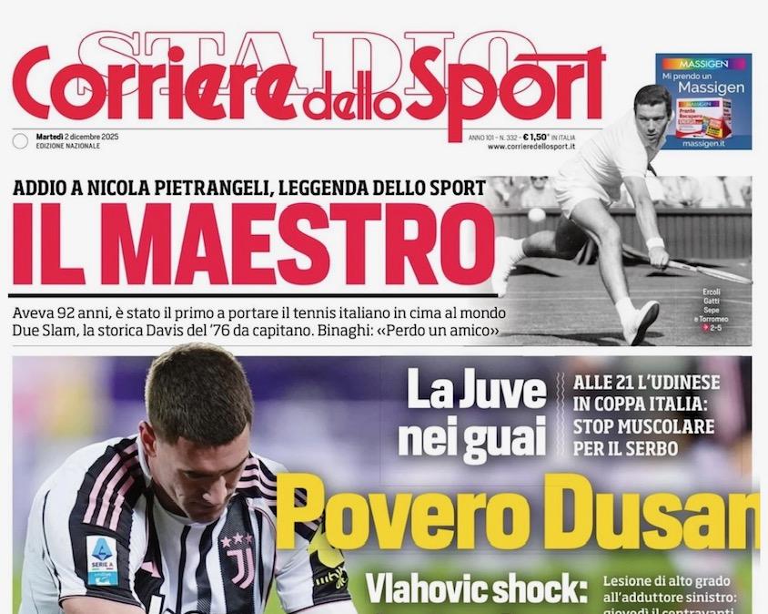 La Juve nei guai. Corsport: "Povero Dusan"