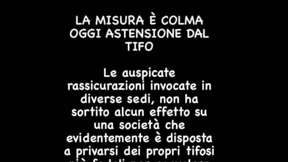 Inter, astensione dal tifo nel primo tempo della finale di Coppa Italia: il comunicato della Curva Nord