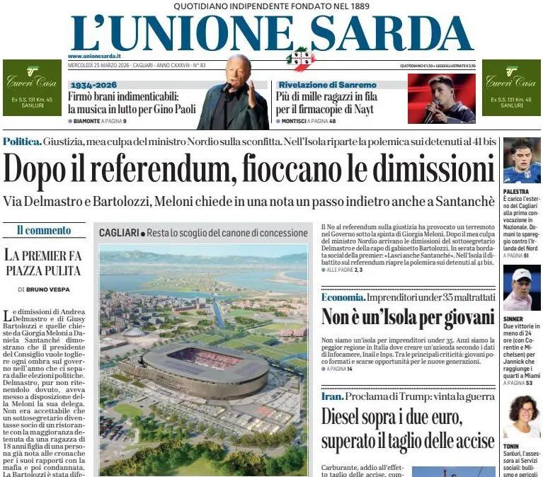 Il Comune dice sì al diritto di superficie. L'Unione Sarda: "Stadio, passi avanti verso l'accordo. Lo scoglio è il canone"