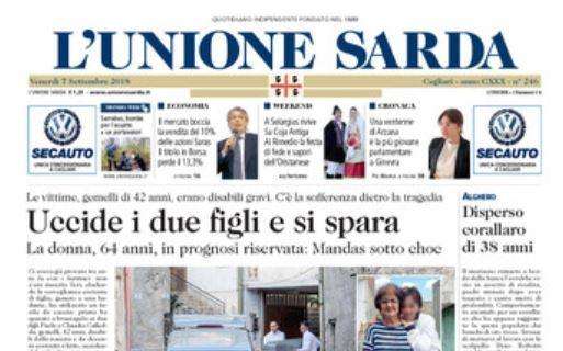  L'Unione Sarda   in prima pagina: "L'Olbia tiene testa al Cagliari"
