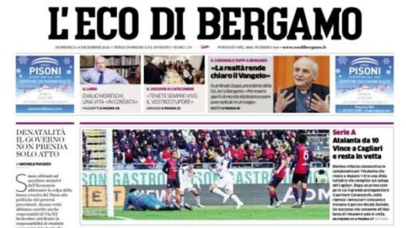 L'Eco di Bergamo - Atalanta da 10. Vince a Cagliari e resta in vetta