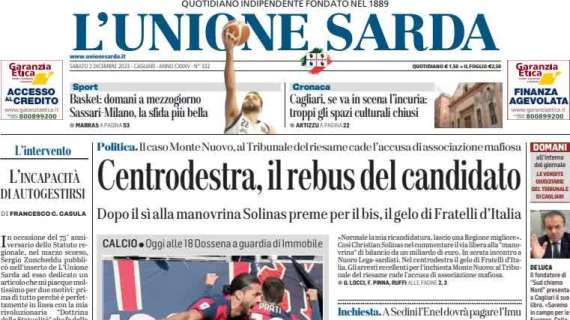 L'Unione Sarda - Cagliari senza paura nella tana della Lazio