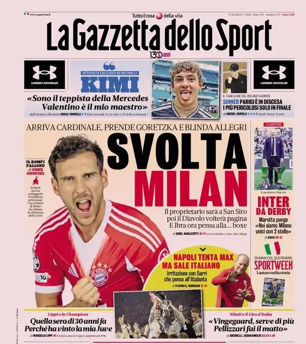 Arriva Cardinale, prende Goretzka e blinda Allegri. Gazzetta: "Svolta Milan"