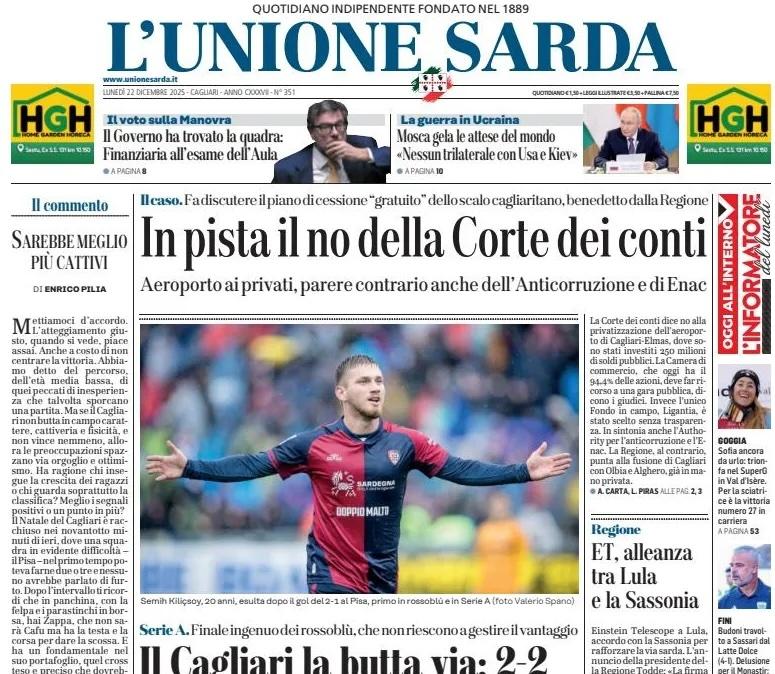 Finale ingenuo dei rossoblù. L'Unione Sarda: "Il Cagliari la butta via"