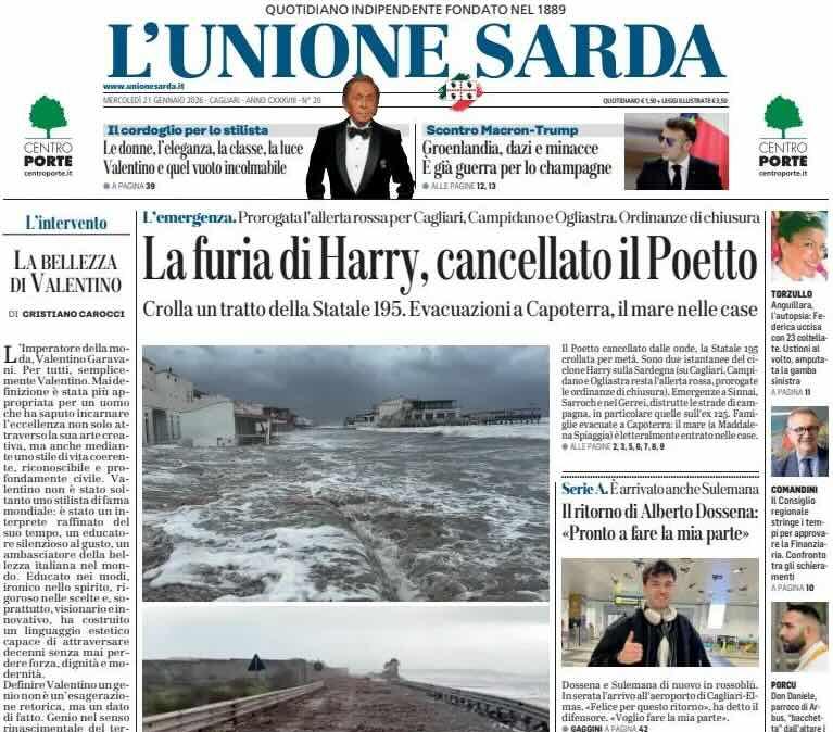 Cagliari, due rinforzi per Firenze, L'Unione Sarda: "Bentornato Dossena. C'è anche Sulemana"