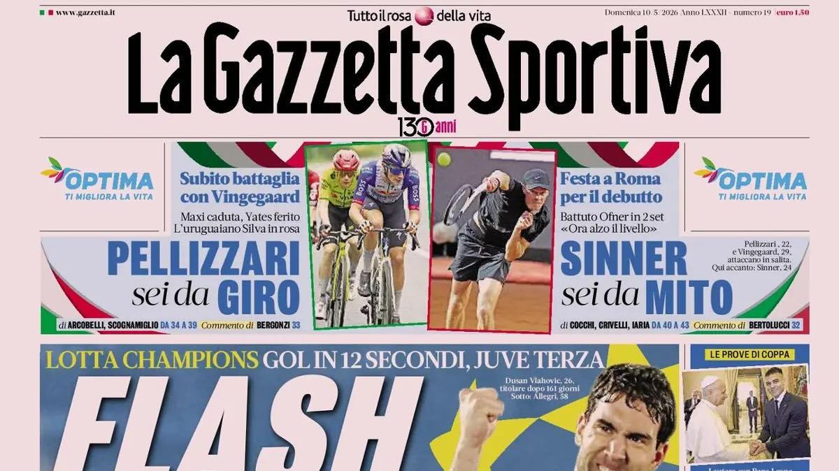 Gol in 12 secondi, Juve terza. Gazzetta: "Flash Vlahovic"