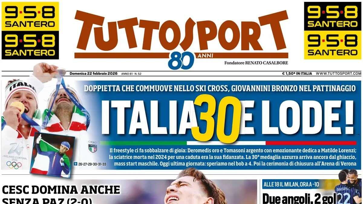 Cesc domina anche senza Paz. Tuttosport: "Juve, Como profondo"
