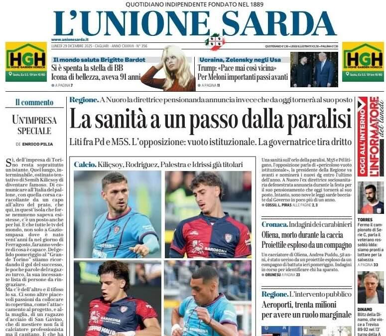 Pisacane come Fabregas, L'Unione Sarda: "Cagliari, quattro ventenni al potere"