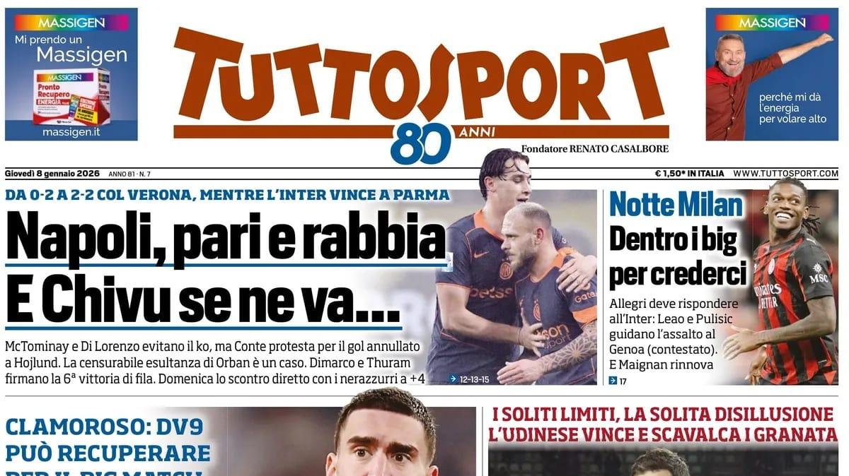 Clamoroso: DV9 può recuperare per il big match di San Siro. Tuttosport: "Vlahovic per l'Inter"