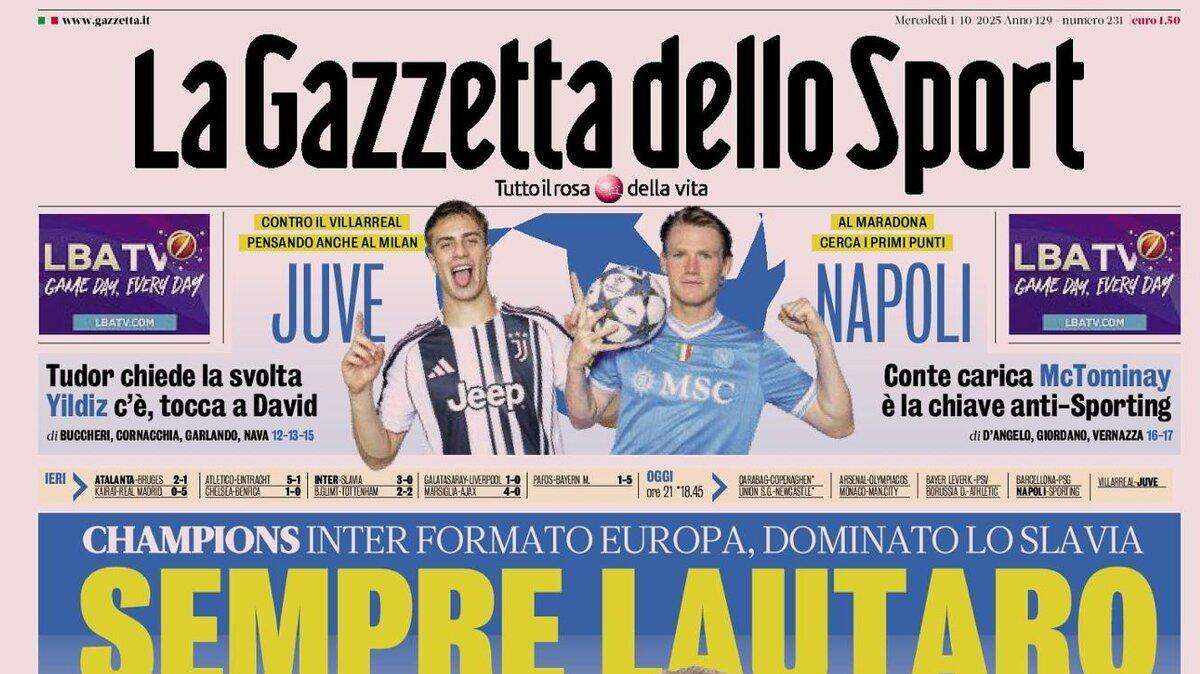 Inter formato Europa. L'apertura della Gazzetta: "Sempre Lautaro"