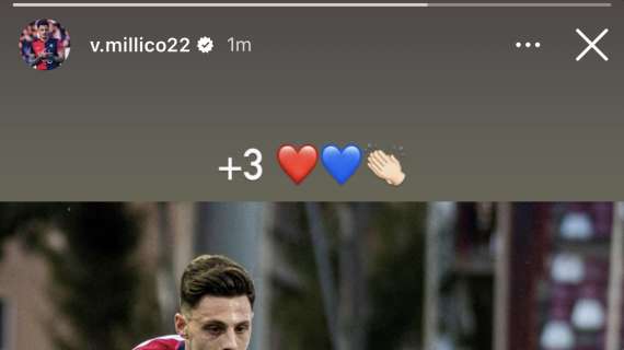 Millico festeggia sui social la vittoria contro la Reggina: "+3!"