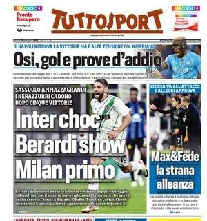 Tuttosport - Inter choc, Berardi show. Milan primo