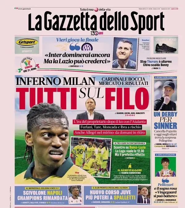 Inferno Milan, Gazzetta: "Tutti sul filo"