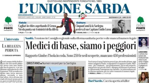 L'Unione Sarda - Cagliari in ritiro aspettando il Genoa. Nicola punta sui 4 ministri della difesa