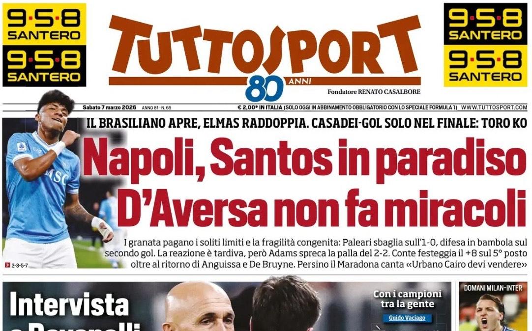 L'apertura di Tuttosport, Ravanelli: "In Spalletti rivedo Lippi"