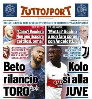 Tuttosport - Beto rilancio TORO. Kolo, sì alla Juve