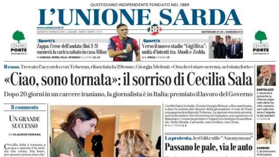 L'Unione Sarda - Il Milan, doppietta e quelle voci: sabato sera sarà anche la sfida di Zappa