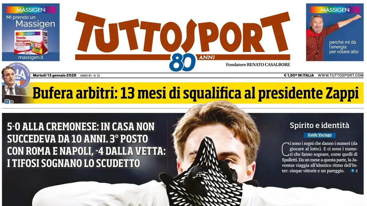 5-0 alla Cremonese, Tuttosport: "Juve, come fai a non crederci?"