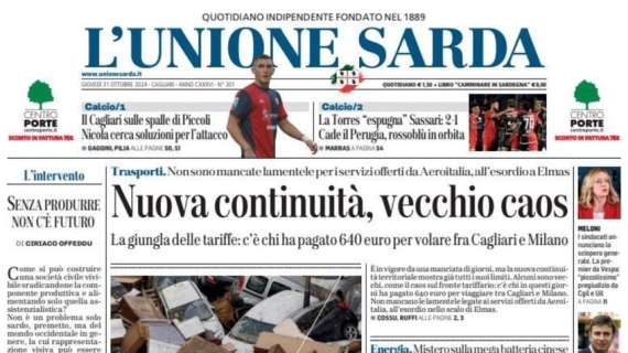 L'Unione Sarda - Il Cagliari sulle spalle di Piccoli