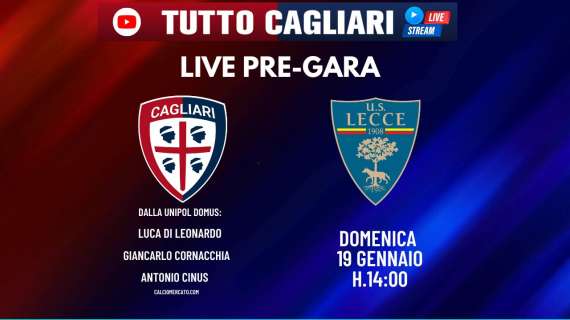 TuttoCagliari Live - Dalle 14 pre-gara dalla Unipol Domus sul nostro canale Youtube