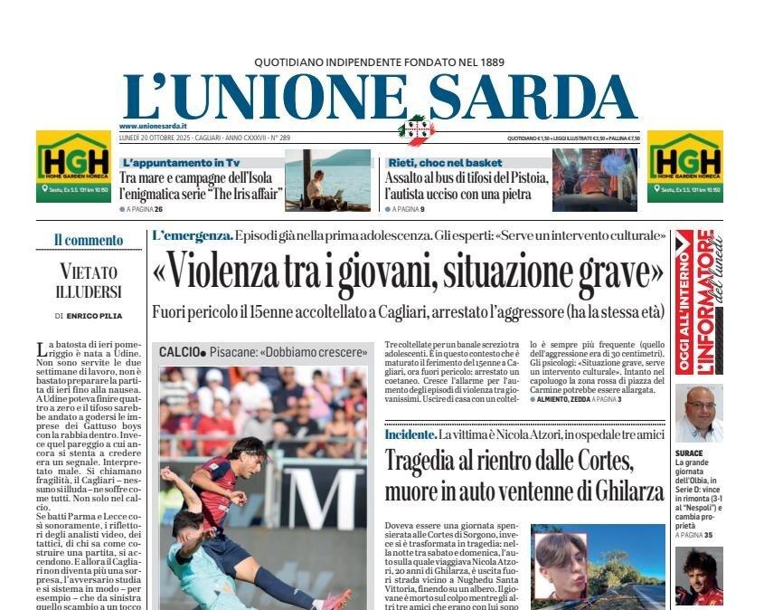 Un piccolo Cagliari travolto alla Domus. La testa al Verona. L'Unione Sarda: "Troppo Bologna"