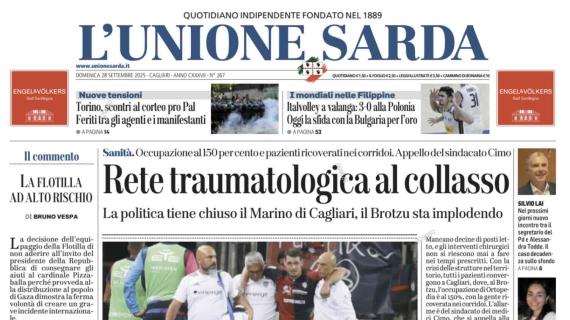 Lautaro e Pio concretizzano la supremazia nerazzurra. L'apertura de L'Unione Sarda: "Troppa Inter per il Cagliari"