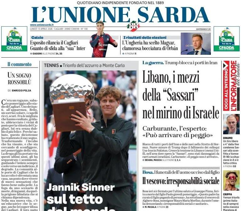 La salvezza passa per i gol di Seba. L'Unione Sarda: "Esposito rilancia il Cagliari. Guanto di sfida alla 'sua' Inter"