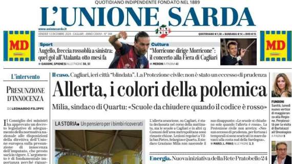 L'Unione Sarda - Augello freccia rossoblù a sinistra: quel gol all'Atalanta otto mesi fa