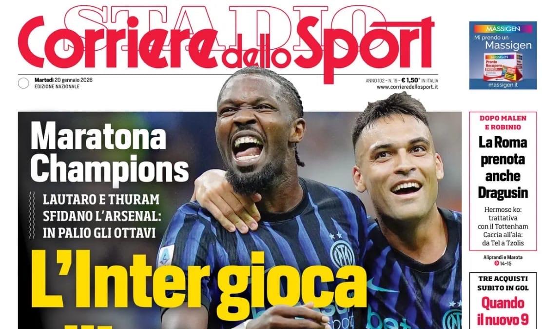 Maratona Champions. Corsport: "L’Inter gioca all’otto. Napoli, Conte contro i gufi"