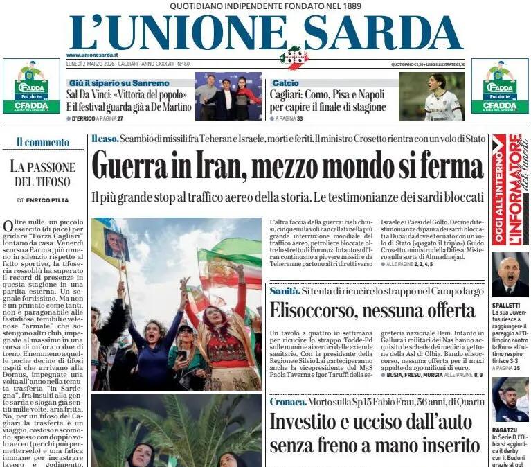 Tre gare chiave per i rossoblù. L'Unione Sarda: "Cagliari: Como, Pisa e Napoli per capire il finale di stagione"