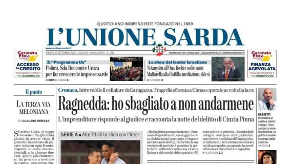 Arriva l'Inter alla Domus. L'Unione Sarda in prima: "Cagliari, la Sardegna è con te"