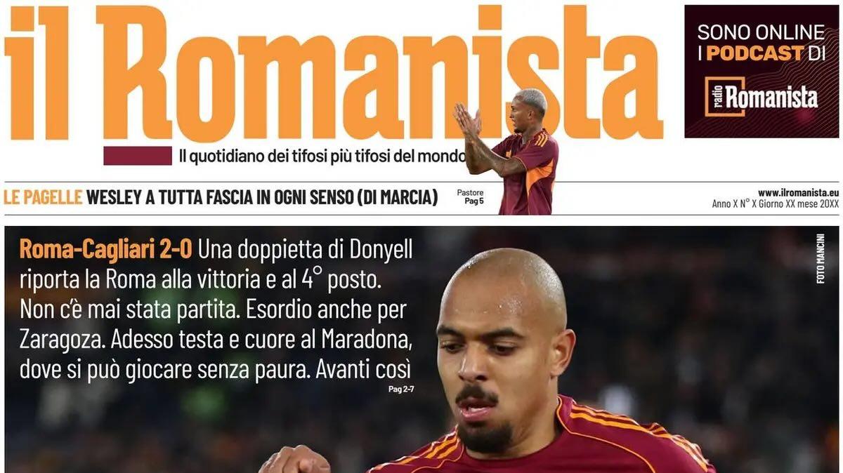 Roma-Cagliari 2-0. Il Romanista: "I fiori del Malen"